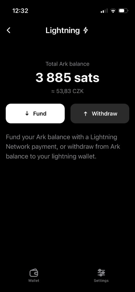 21W Lightning screen to fund or withdraw via Lightning Network